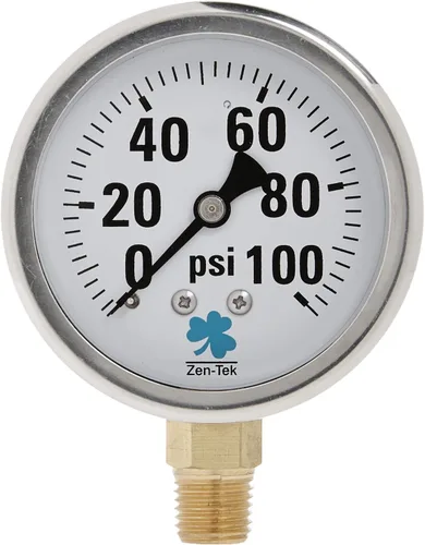 Miniatura 15 de Zenport LPG4000 Zen-Tek Medidor de presión relleno de líquido de glicerina, 4000 PSI