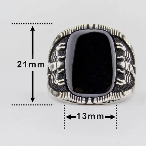 Miniatura 6 de Scorpion - Anillo de lujo de plata de ley 925 turco hecho a mano con piedra de ónice