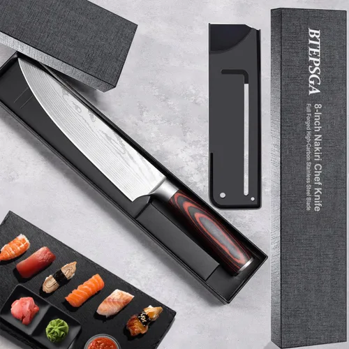 Miniatura 5 de Cuchillo de chef de 8 pulgadas, cuchillo de cocina de acero inoxidable de alto carbono, cuchillo de cocina multiusos para picar carne y verduras