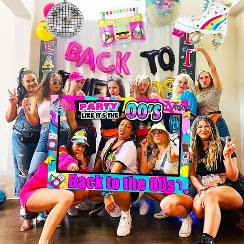 Miniatura 7 de JeVenis Regreso a los años 00 Fiesta Photo Booth Props Marco Back to 00s Fiesta Decoración Temprano 2000s tema Hip Hop tema telón de fondo Hip Hop