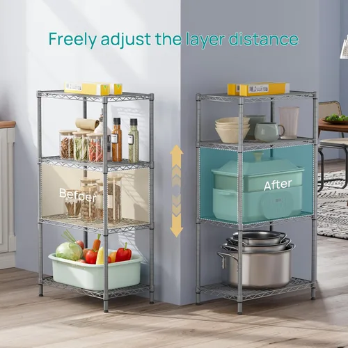 Miniatura 3 de SINGAYE Estante de almacenamiento ajustable de 4 niveles, estante de almacenamiento de pie, capacidad de carga de 90 kg por estante, 59 cm de ancho
