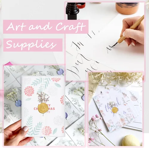 Miniatura 6 de 50 hojas de chaquetas de vellum preplegadas para invitaciones de 5 x 7 pulgadas, envolturas de vellum para invitaciones de boda de 5 x 7