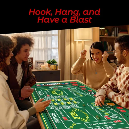 Miniatura 7 de Gamie Tapete de mesa de ruleta de fieltro de doble cara y dados, 36 x 72 pulgadas, juegos de casino para fiestas nocturnas de póquer, regalo
