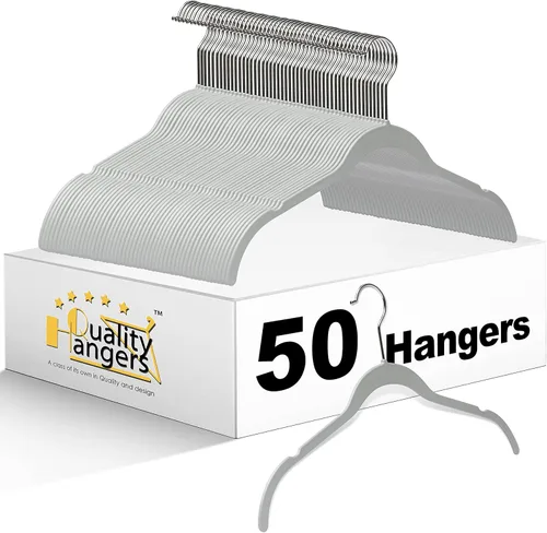 Quality Hangers Perchas de plástico que no son de terciopelo para la ropa, juego de perchas resistentes para ropa, perchas para armario que ahorran