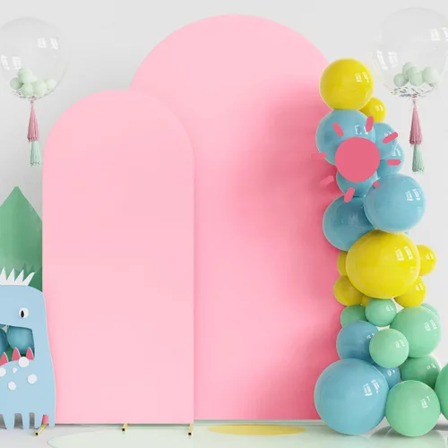 Miniatura 11 de Fomcet Juego de 2 fundas para arco de boda de 6 pies, 7.2 pies, color beige, de 2 caras, parte superior redonda de elastano, cubierta de telón