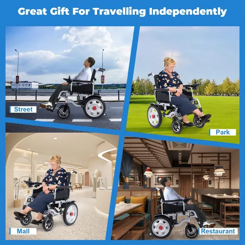 Miniatura 9 de Silla de ruedas eléctrica, ligera y portátil para adultos, sillas de ruedas motorizadas de 500 W, alcance de viaje de 25 millas de largo, silla