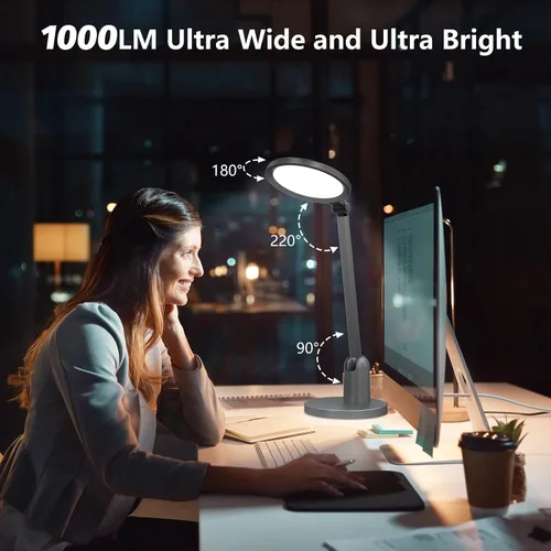 Miniatura 2 de Lámparas de escritorio para oficina en casa con base estable, luz LED de escritorio ultra brillante de 1000 lúmenes, lámpara de mesa regulable