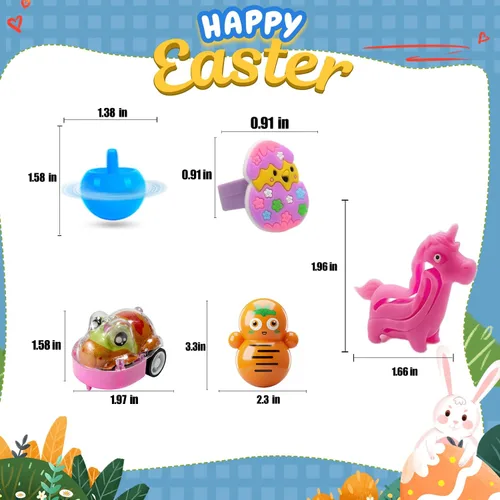 Miniatura 4 de SQZUWIT 200 piezas de rellenos de huevos de Pascua, rellenos de cestas esenciales, juguetes pequeños de miny, surtido a granel, regalo para niños