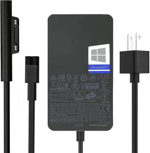 Cargador Surface Pro de 65 W, cargador Microsoft Surface para Surface Pro 11/10/9/8/7+/7/6/5/4/3, Surface Laptop 7/6/5/4/3/2/1, Surface Book 3/2/1,