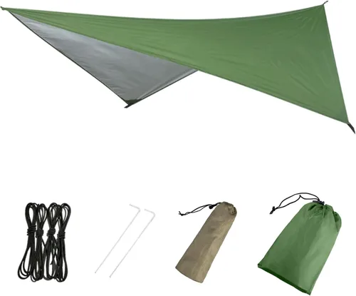 Miniatura 10 de Azarxis Hamaca de lona para camping, mosca de lluvia, toldo impermeable para tienda de campaña, toldo de tela para picnic para senderismo al aire