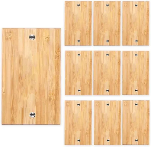 Miniatura 10 de 4 placas de interruptor de luz de palanca simple de madera maciza de 4.5 x 2.76 pulgadas, cubierta de interruptor de luz de bambú de calidad