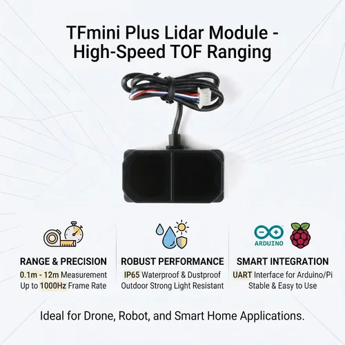Miniatura 3 de TFmini Plus Lidar Módulo de un solo punto TOF TF mini Plus Sensor de rango láser 0.3 ft ~ 39.4 ft 1-1000Hz IP65 Sensor de distancia a prueba