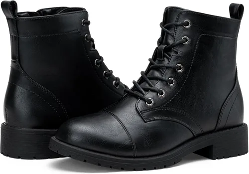Miniatura 5 de Vepose Botines de moda para mujer, botines de tacón bajo con cordones para mujer