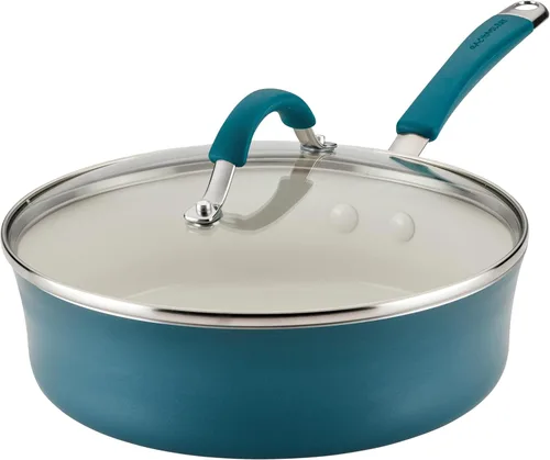 Miniatura 14 de Rachael Ray Cucina Sartén antiadherente de cerámica/Sartén, 12.5 pulgadas antiadherentes Sartén abierta, apta para lavavajillas - Azul marino