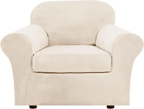 Miniatura 95 de H.VERSAILTEX - Funda elástica para sofá de 3 piezas, de suave terciopelo afelpado, para sofá biplaza con 2 cojines de hasta 72 pulgadas de ancho, se