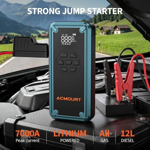 Miniatura 2 de Arrancador de batería con compresor de aire, Acmount 5000A arrancador de batería de coche con inflador de neumáticos de 150 PSI para hasta 9.0 L