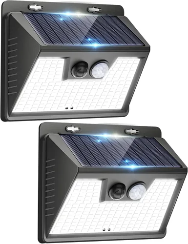 Miniatura 51 de Peasur Luces Solares para Exteriores con Sensor de Movimiento, 140 LED Luz Solar Alimentada por Energía Solar para Cerca Impermeable, 3 Modos