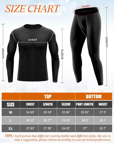 Miniatura 7 de Liitrsh Juego de 4 piezas de ropa interior térmica para hombre, ropa interior larga con forro polar, capa base de secado rápido, parte inferior