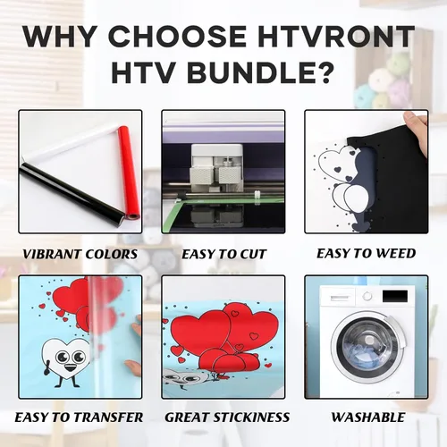 Miniatura 3 de HTVRONT - Rollo de vinilo termotransferible, 12 in x 8 ft, para diseños en camisetas, fácil de cortar y despegar, color negro, blanco y rojo C-Negro