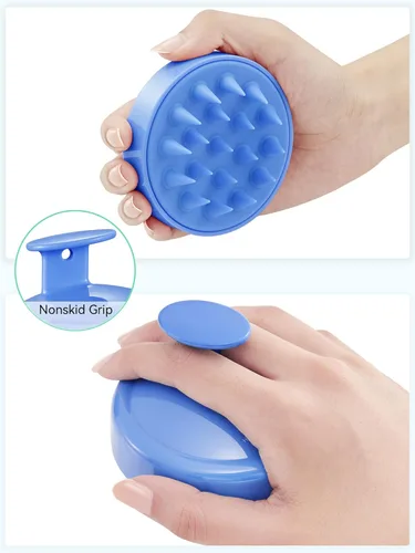 Miniatura 53 de HEETA Masajeador de cuero cabelludo para el crecimiento del cabello, cepillo de champú exfoliante de cuero cabelludo de silicona suave para Rojo