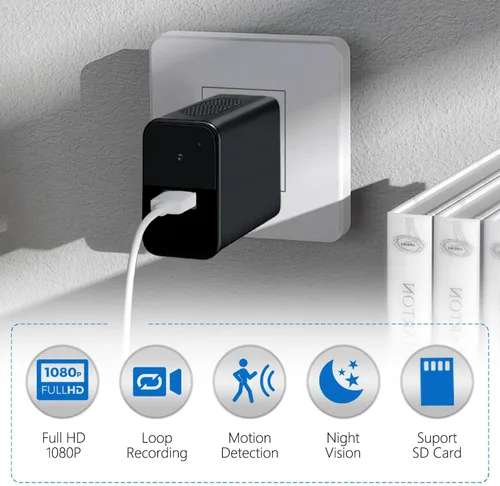Miniatura 2 de XISRU Cámara de seguridad con detección de movimiento, video de 1080P, almacenamiento de 64 GB, visión nocturna, color negro