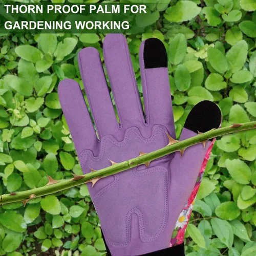 Miniatura 6 de Guantes de jardinería para mujer, de cuero resistente, a prueba de espinas, guantes de trabajo para mujer