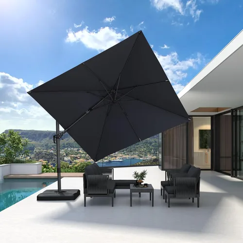 Miniatura 74 de PURPLE LEAF Sombrilla de Patio de 8 Pies para Exteriores Sombrilla Cantilever Cuadrada de Aluminio Sombrilla Offset con Rotación de 360 Grados
