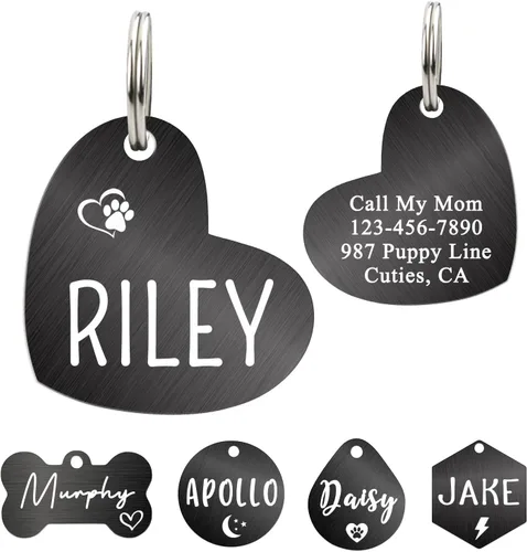 Miniatura 19 de Ultra Joys - Etiqueta personalizada de identificación para mascotas para perros, etiqueta de identificación de hueso de acero inoxidable cepillado