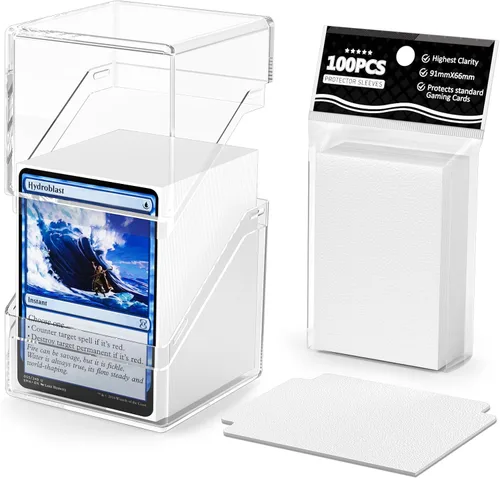 Miniatura 16 de YSCare Paquete de 2 Cajas para Mazos de Cartas, Estuche para Mazo y 200 Fundas para Tarjetas con Divisores, Caja de Almacenamiento Commander Negro