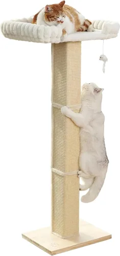 Miniatura 9 de Percha para gatos de ventana con postes rascadores, cama de árbol de madera de 46 pulgadas para gatos grandes Maine Coon para posarse y descansar