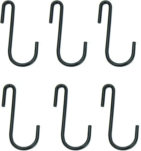 Huji Ganchos colgantes resistentes en forma de S para utensilios de cocina, ollas, sartenes, utensilios (juego de 6 ganchos)