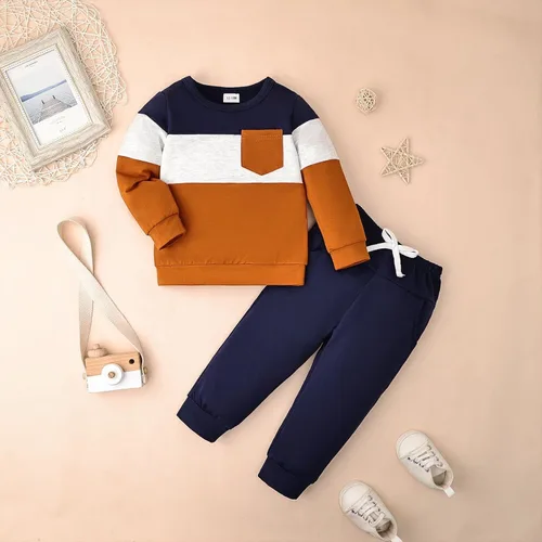Miniatura 11 de Ropa de otoño e invierno para bebé, trajes de niño pequeño, sudadera de manga larga, sudadera de retazos y pantalones, 2 piezas, 12 meses a 5 años