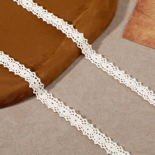Cinta de encaje de algodón vintage de 10 yardas, cinta de encaje beige de 0.4 pulgadas, cordones de ganchillo, decoración de boda, cintas blancas