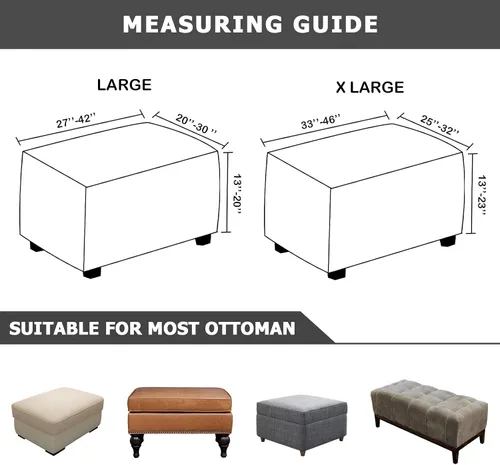 Miniatura 2 de ele ELEOPTION Funda otomana rectangular súper elástica y suave de ajuste forma, fundas otomanas para taburete de pies y muebles de almacenamiento
