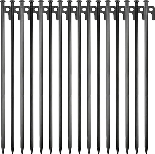 Miniatura 18 de Paquete de 8 estacas de metal resistentes para tienda de campaña para camping, estacas de acero de 12 pulgadas, irrompibles e inflexibles
