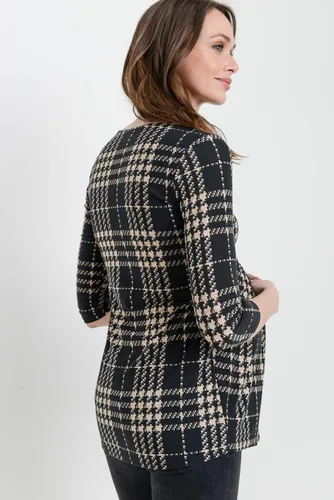 Miniatura 41 de LaClef - Blusa de maternidad para mujer, cuello redondo, manga 3/4, plisada al frente, estilo peplum