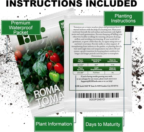 Miniatura 2 de Más de 300 semillas de tomate Roma, semillas de primera calidad cultivadas en Estados Unidos sin OMG para plantar por RDR Seeds