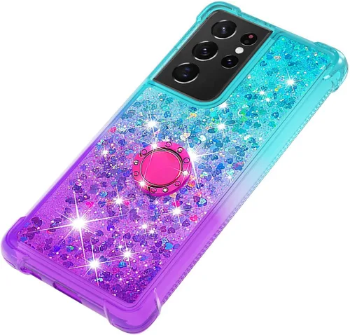 Miniatura 4 de Funda para Samsung Galaxy S21 Ultra 5G, Gradient Quicksand Series Glitter Bling Flowing Liquid Floating TPU Bumper Cushion Reforzado Corners Women