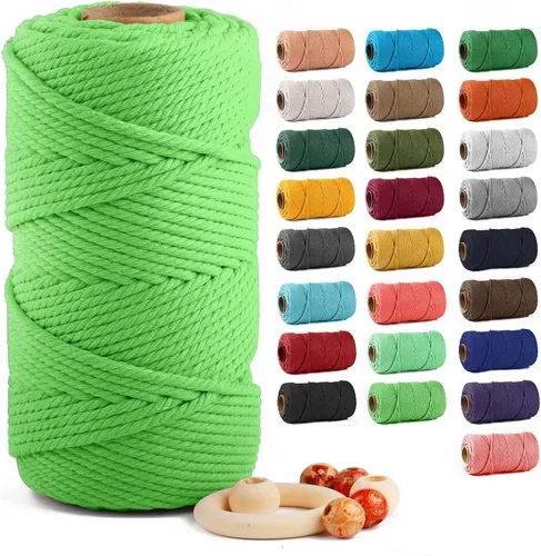 Miniatura 30 de Cuerda de algodón para macramé de 5 mm x 109 yardas, ZUEXT 100% natural hecha a mano, cuerda de algodón trenzada de 4 hebras para colgar plantas