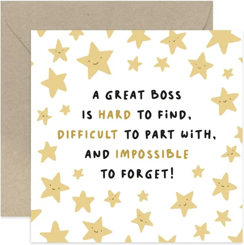Old English Co. - Tarjeta de despedida de estrellas divertidas para jefe – Tarjeta de despedida «Imposible de olvidar» para él o ella del equipo de