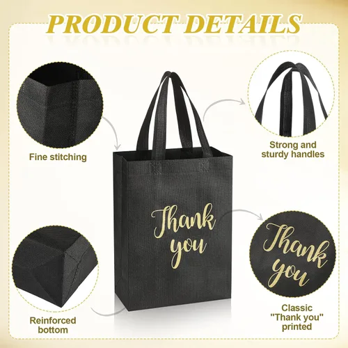 Miniatura 4 de Roowest 50 bolsas de regalo de agradecimiento con asa, bolsa plegable no tejida reutilizable a granel para baby shower, boda, 10 x 8 x 4 pulgadas