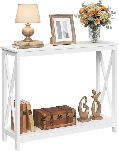 Miniatura 10 de ZENY Mesa consola, mesa de entrada, mesa de sofá estrecha con estantes de 2 niveles, mesa de entrada para sala de estar, entrada, pasillo, vestíbulo