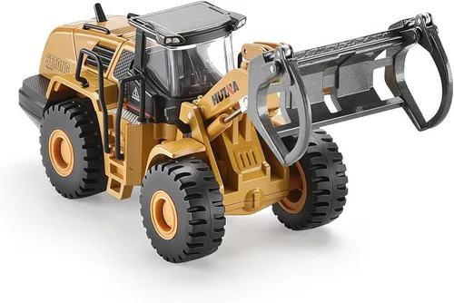 Miniatura 10 de Retroexcavadora, excavadora, camión, juguetes para niños, 1/50, construcción de vehículos de ingeniería de metal, tractor, colección de modelos