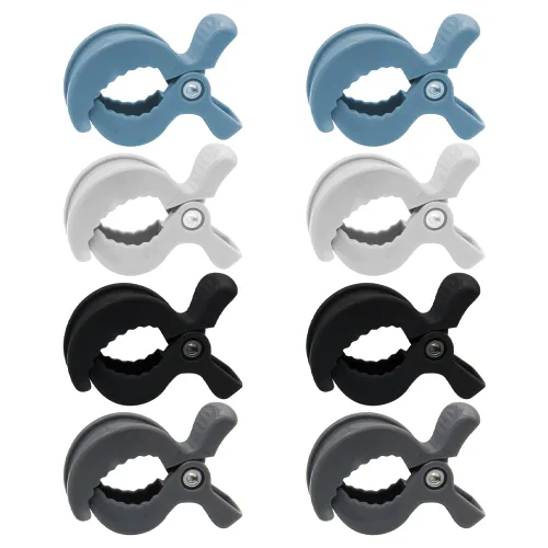 Paquete de 8 clips coloridos para cochecito para enganchar muselina y juguetes, cubierta de asiento, clips de manta de plástico universal