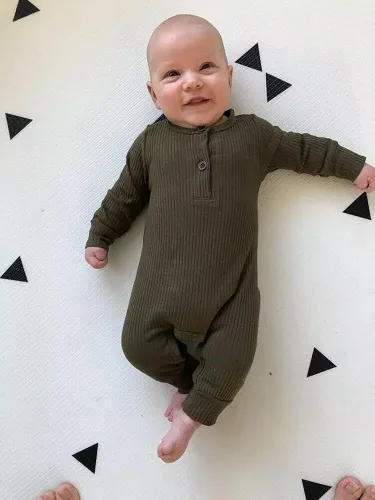Miniatura 3 de Eghunooy Mameluco de una pieza de color sólido para bebé niño y niña
