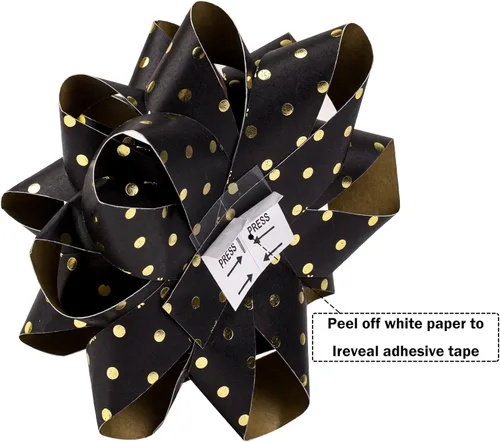Miniatura 3 de RUSPEPA Surtido de lazos de regalo de papel de doble cara, diseño negro y dorado para Navidad, vacaciones, cumpleaños, bodas, baby shower, total