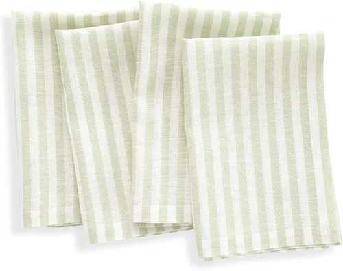 Miniatura 43 de Solino Home Amalfi - Manteles individuales a rayas, de 14 x 19 pulgadas, juego de 4 unidades, tela natural, lino europeo, 100 % lino puro, hechos a