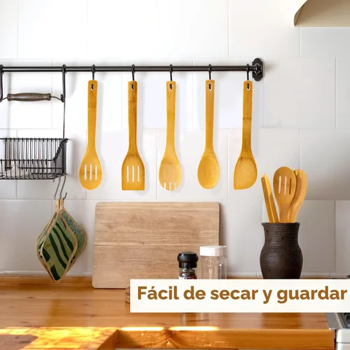 Miniatura 5 de Eisinly Cucharas de madera para cocinar, 7 piezas, juego de utensilios de cocina de madera antiadherentes, cuchara de espátula de madera duradera