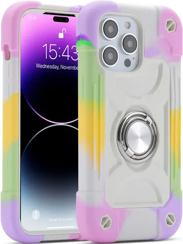 Miniatura 29 de MARKILL Funda compatible con iPhone 15 de 6.1 pulgadas con soporte integrado, [grado militar resistente de cuerpo completo] protección contra Rosa