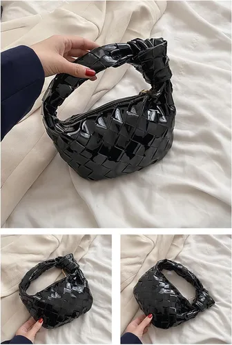 Miniatura 3 de ELDA Bolso de mano anudado para mujer, bolso de mano de moda, bolso de mano de charol, bolso de nube hecho a mano